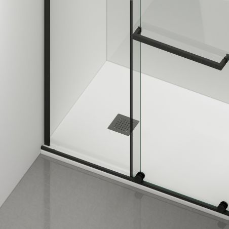 Perete dus Walk-In, sticla securizata de 6 mm, 2 elemente, glisant, dimensiuni 100-120x200 cm,  Negru Mat, Benito