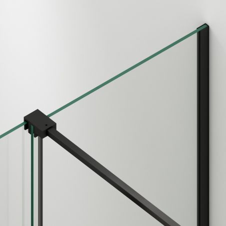 Perete dus Walk-In, sticla securizata de 6 mm, 2 elemente, glisant, dimensiuni 100-120x200 cm,  Negru Mat, Benito