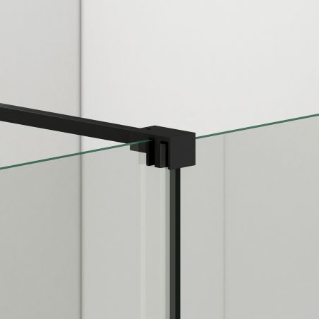 Perete dus Walk-In, sticla securizata de 6 mm, 2 elemente, glisant, dimensiuni 100-120x200 cm,  Negru Mat, Benito