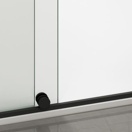 Perete dus Walk-In, sticla securizata de 6 mm, 2 elemente, glisant, dimensiuni 100-120x200 cm,  Negru Mat, Benito