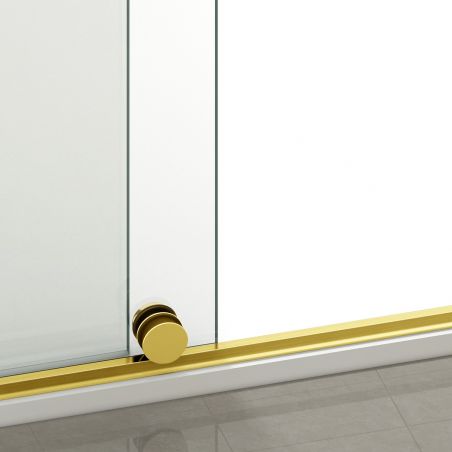 Perete dus Walk-In, sticla securizata de 6 mm, 2 elemente, glisant, dimensiuni 100-120x200 cm,  Auriu Mat, Benito