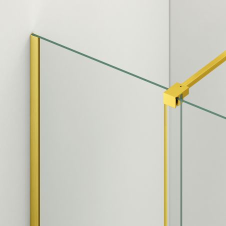 Perete dus Walk-In, sticla securizata de 6 mm, 2 elemente, glisant, dimensiuni 100-120x200 cm,  Auriu Mat, Benito