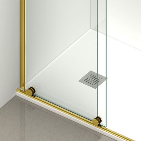 Perete dus Walk-In, sticla securizata de 6 mm, 2 elemente, glisant, dimensiuni 100-120x200 cm,  Auriu Mat, Benito