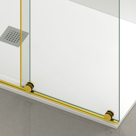 Perete dus Walk-In, sticla securizata de 6 mm, 2 elemente, glisant, dimensiuni 100-120x200 cm,  Auriu Mat, Benito