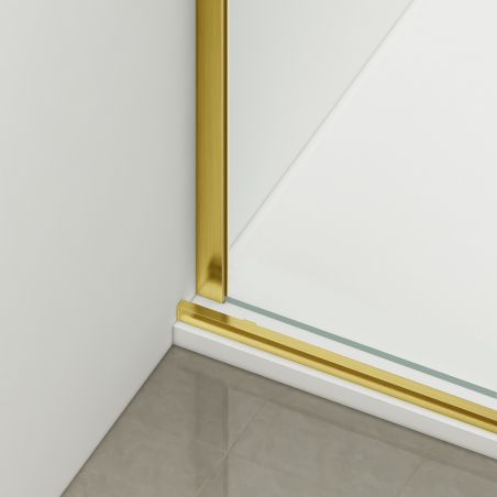 Perete dus Walk-In, sticla securizata de 6 mm, 2 elemente, glisant, dimensiuni 100-120x200 cm,  Auriu Mat, Benito