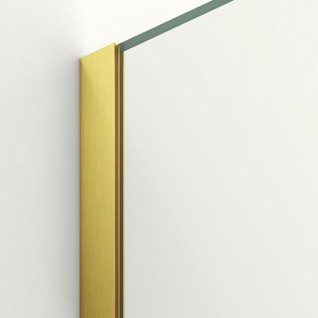 Perete dus Walk-In, sticla securizata de 6 mm, 2 elemente, glisant, dimensiuni 100-120x200 cm,  Auriu Mat, Benito