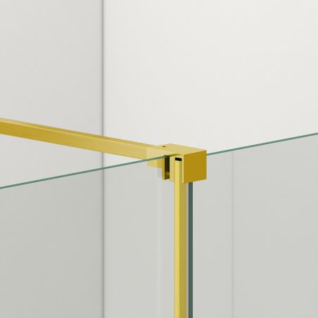 Perete dus Walk-In, sticla securizata de 6 mm, 2 elemente, glisant, dimensiuni 100-120x200 cm,  Auriu Mat, Benito