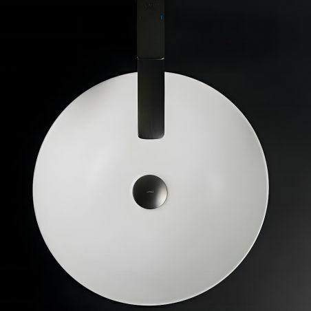 Lavoar, Alb Lucios, diametru 40 cm, ceramica sanitara, montaj pe blat, Leona