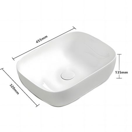 Lavoar, Alb Lucios, dimensiuni 45.5x 32 cm, ceramica sanitara, montaj pe blat, Nicoli