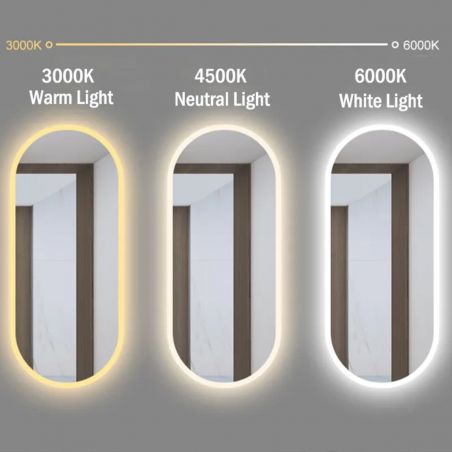 Oglinda Led, Dezaburire, 3 Culori, Touch, 5 mm, cadru ultra-slim negru, dimensiuni 50x100-40x120 cm, Victoria