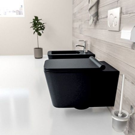 Capac Duroplast inchidere Soft-Close pentru vas wc Alfonso Negru Mat