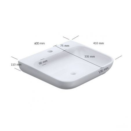 Lavoar EGO 811, Alb, lucios, 47 sau 60x41 cm, compozit de marmura, montaj pe blat sau suspendat, cu gaura baterie