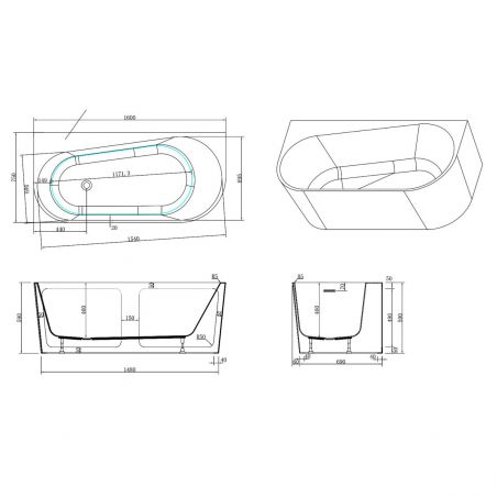 Cada de baie freestanding, Acril sanitar, Alb Lucios interior si exterior, 160,170 sau 180 cm, izolare termica, Joe