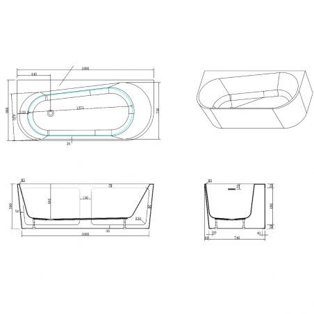 Cada de baie freestanding, Acril sanitar, Alb Lucios interior si exterior, 160,170 sau 180 cm, izolare termica, Joe