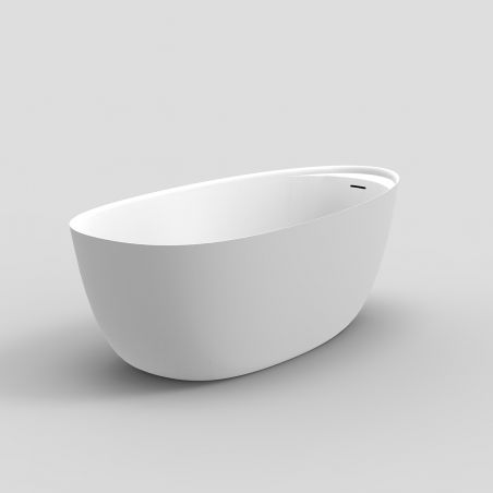 Cada de baie, freestanding, compozit mineral, ventil alb inclus, Alb Lucios, 170x80 cm, Timea