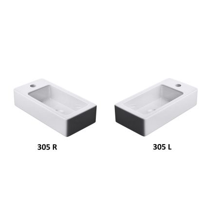 Lavoar EGO-305, 36x18 cm, montaj pe perete, ceramica sanitara alba, cu gaura baterie