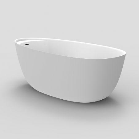 Cada de baie, freestanding, compozit mineral, ventil alb inclus, Alb Lucios, 170x80 cm, Timea