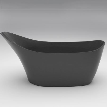 Cada de baie, freestanding, compozit mineral, ventil negru inclus, Negru Mat, 172x74 cm, Evelin