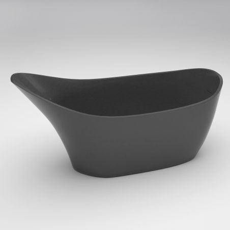 Cada de baie, freestanding, compozit mineral, ventil negru inclus, Negru Mat, 172x74 cm, Evelin