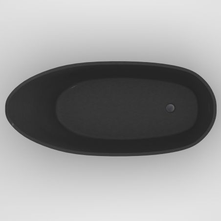 Cada de baie, freestanding, compozit mineral, ventil negru inclus, Negru Mat, 172x74 cm, Evelin