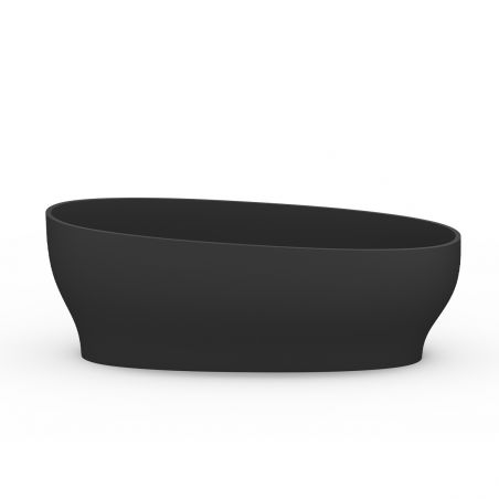 Cada de baie, freestanding, compozit mineral, ventil negru inclus, Negru Mat, 170x85 cm, Noemi