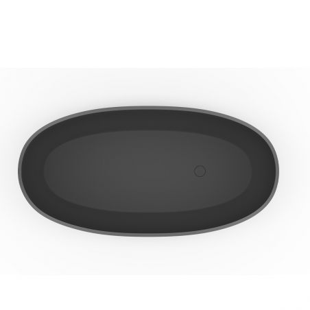 Cada de baie, freestanding, compozit mineral, ventil negru inclus, Negru Mat, 170x85 cm, Noemi