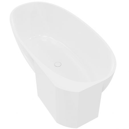 Cada de baie, freestanding cu montare pe colt,  compozit mineral, ventil alb inclus,Alb Lucios, 160x78 cm, Fifi