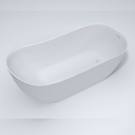 Cada de baie, freestanding, Acril, ventil inclus, Alb Lucios, 170-180 x 75 cm, Liza