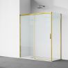 Cabina dus, perete fix si usa glisanta, sticla securizata de 6 mm, 70x90 x 100-180 cm, profil si maner Auriu Mat, Hanes Cabina dus, perete fix si usa glisanta, sticla securizata de 6 mm, 70x90 x 100-180 cm, profil si maner Auriu Mat, Hanes
