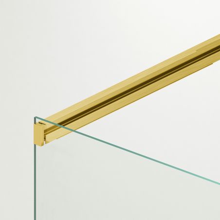 Cabina dus, perete fix si usa glisanta, sticla securizata de 6 mm, 70x90 x 100-160 cm, profil si maner Auriu Mat, Hanes