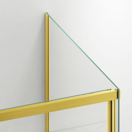Cabina dus, perete fix si usa glisanta, sticla securizata de 6 mm, 70x90 x 100-160 cm, profil si maner Auriu Mat, Hanes