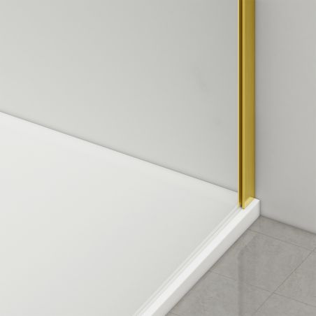 Cabina dus, perete fix si usa glisanta, sticla securizata de 6 mm, 70x90 x 100-160 cm, profil si maner Auriu Mat, Hanes