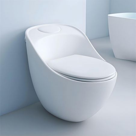 Vas WC Santa Rimless, 69x46 cm, rezervor incorporat, Alb, montaj podea, capac cu soft-close inclus, Royalty Line by Ego