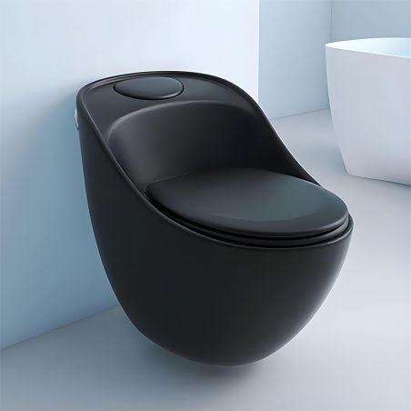 Vas WC New Santa Rimless, 69x46 cm, Rezervor Incorporat, Negru Mat, Power Colour, montaj podea, capac cu soft-close inclus