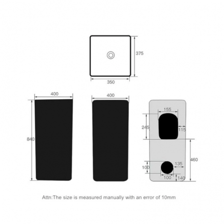 Lavoar stativ EGO Bufon, Negru mat, Power Colour, 40x40x85 cm, montaj pe podea, ceramica sanitara