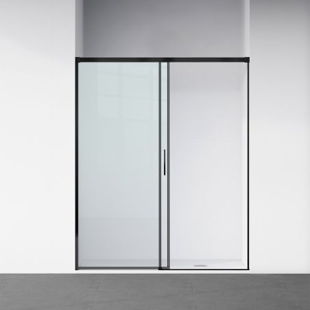 Usa de dus, glisanta, transparenta, sticla securizata de 6 mm, dimensiuni intre 100-180 cm, profil Negru Mat, Hanes