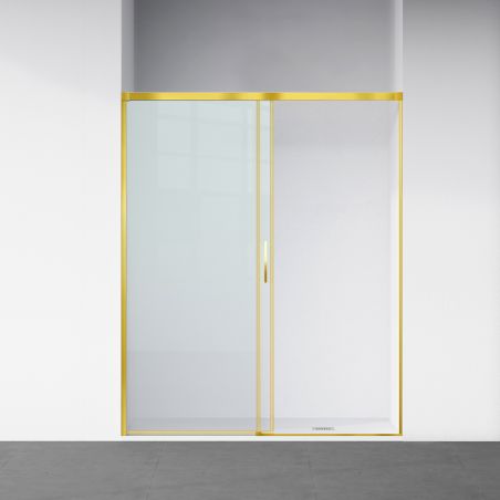 Usa de dus, glisanta, transparenta, sticla securizata de 6 mm, dimensiuni intre 100-160 cm, profil Auriu Mat, Hanes