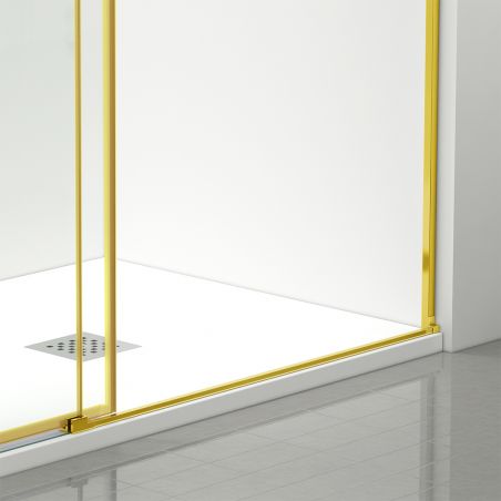 Usa de dus, glisanta, transparenta, sticla securizata de 6 mm, dimensiuni intre 100-160 cm, profil Auriu Mat, Hanes