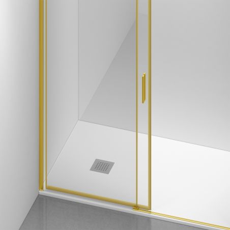 Usa de dus, glisanta, transparenta, sticla securizata de 6 mm, dimensiuni intre 100-160 cm, profil Auriu Mat, Hanes