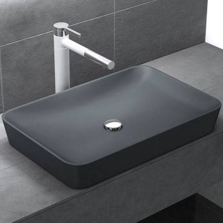 Lavoar EGO-815, compozit marmura,culoare Antracit Mat , montaj pe blat, 60x40 cm