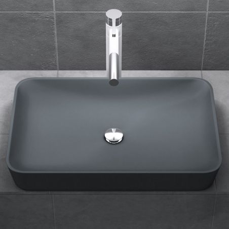 Lavoar EGO-815, compozit marmura,culoare Antracit Mat , montaj pe blat, 60x40 cm