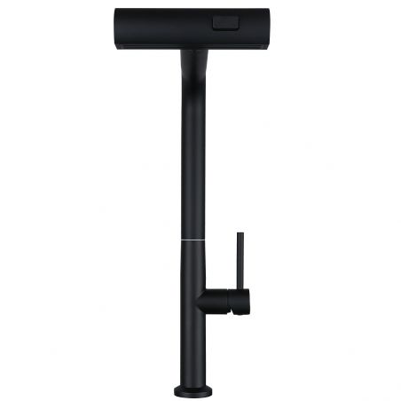 Baterie bucatarie, dus extractabil ,3 tipuri de pulverizare, pipa rotativa 360°, perlator, otel inoxidabil, Negru, Sahara