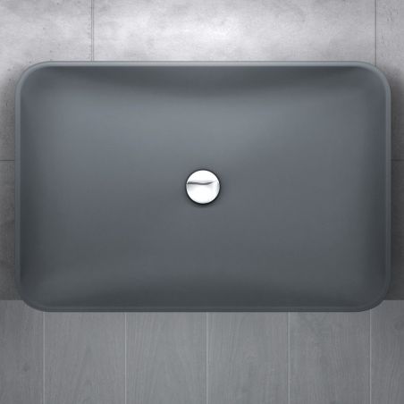 Lavoar EGO-815, compozit marmura,culoare Antracit Mat , montaj pe blat, 60x40 cm