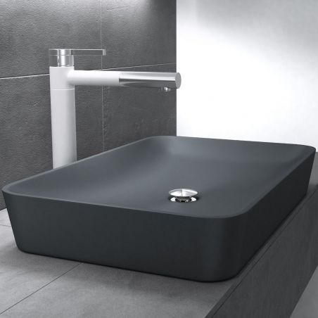 Lavoar EGO-815, compozit marmura,culoare Antracit Mat , montaj pe blat, 60x40 cm