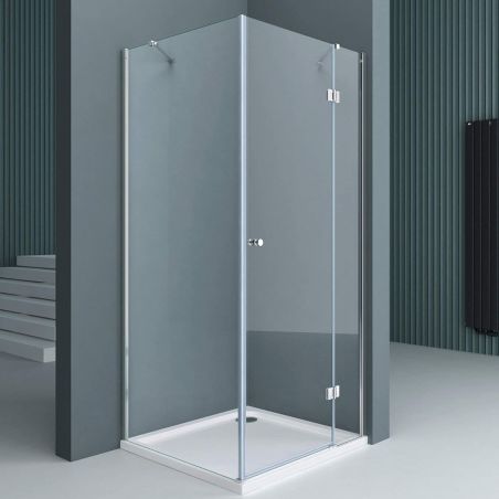 Cabina EGO-05, perete fix si usa Batanta, sticla securizata 6 mm, Transparenta, Dimensiuni 70-100x90-140 cm