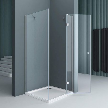 Cabina EGO-05, perete fix si usa Batanta, sticla securizata 6 mm, Transparenta, Dimensiuni 70-100x90-140 cm