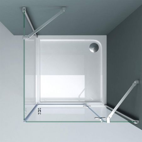 Cabina EGO-05, perete fix si usa Batanta, sticla securizata 6 mm, Transparenta, Dimensiuni 70-100x90-140 cm