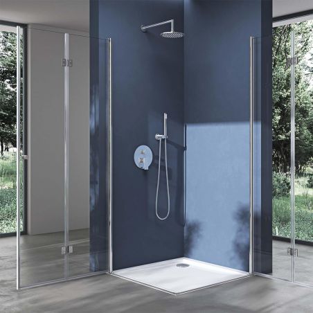 Cabina EGO-26, Usi Pliabile, sticla securizata 6mm, Transparenta, Dimensiuni la alegere