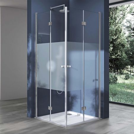 Cabina EGO-26, Usi Pliabile, sticla securizata 6mm, Sablata Partial, Dimensiuni la alegere
