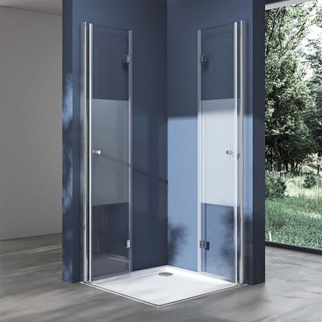Cabina EGO-26, Usi Pliabile, sticla securizata 6mm, Sablata Partial, Dimensiuni la alegere